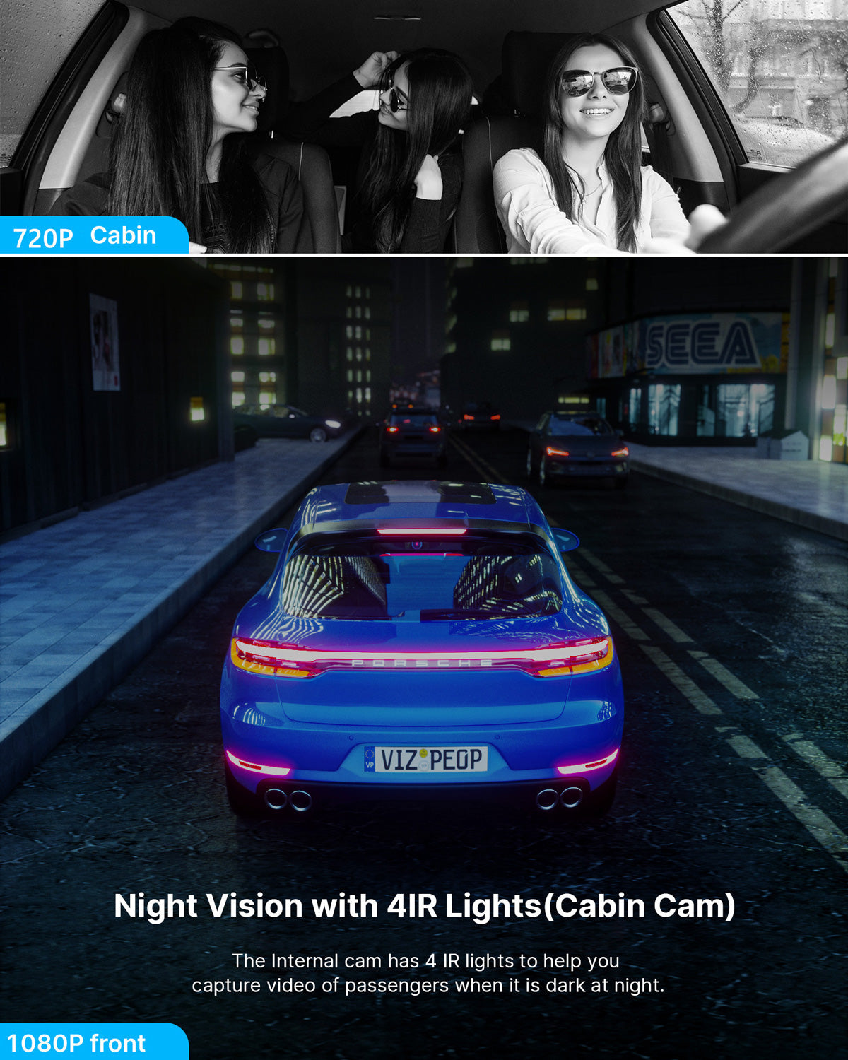 Campark C310 1080P Front and Inside Dash Cam With HDR Backup Camera