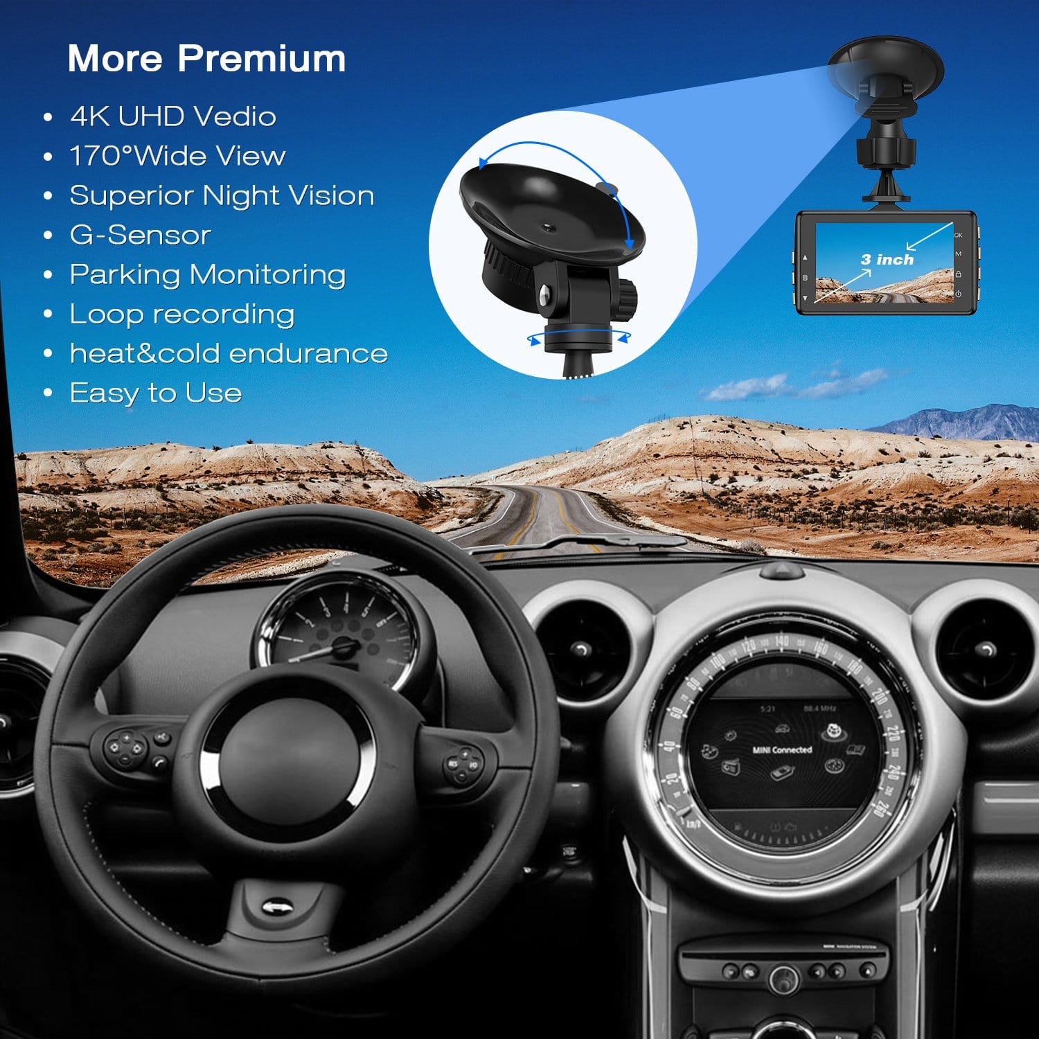 Campark DC10 Dash Cam 4K UHD DVR Driving Recorder Camera