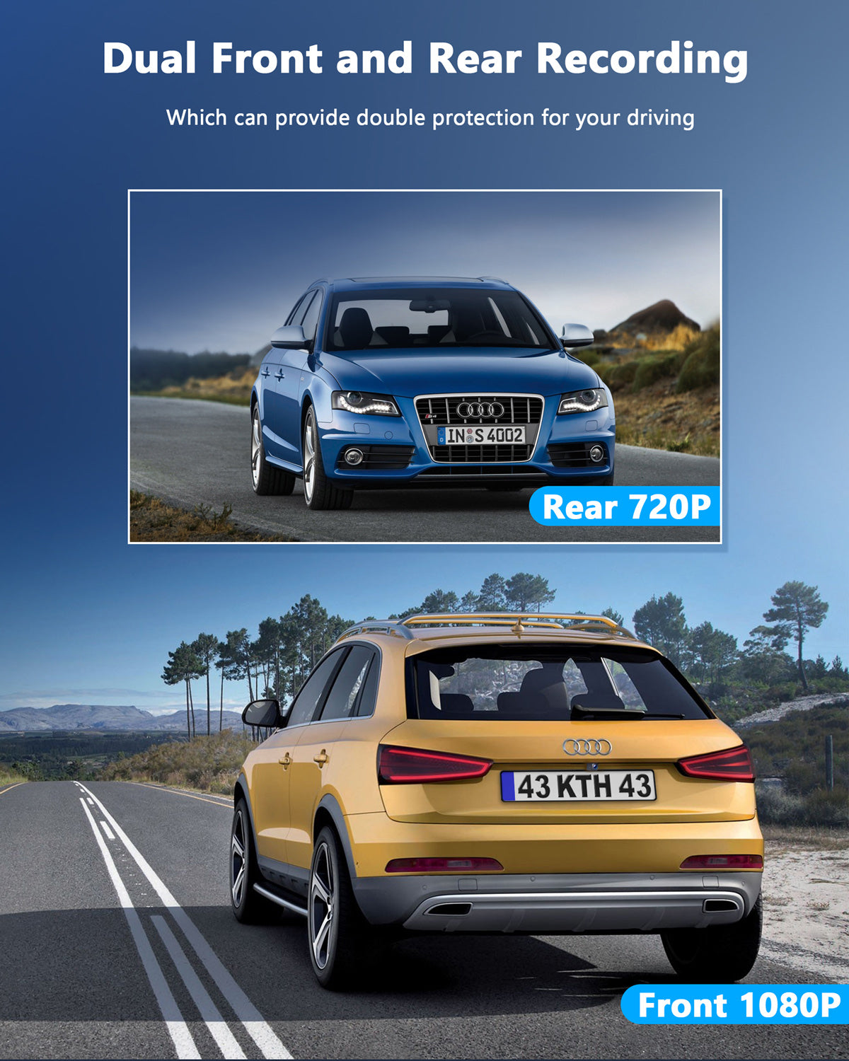Campark CE18A/DC07 1080P Front and Rear Dual Dash Camera