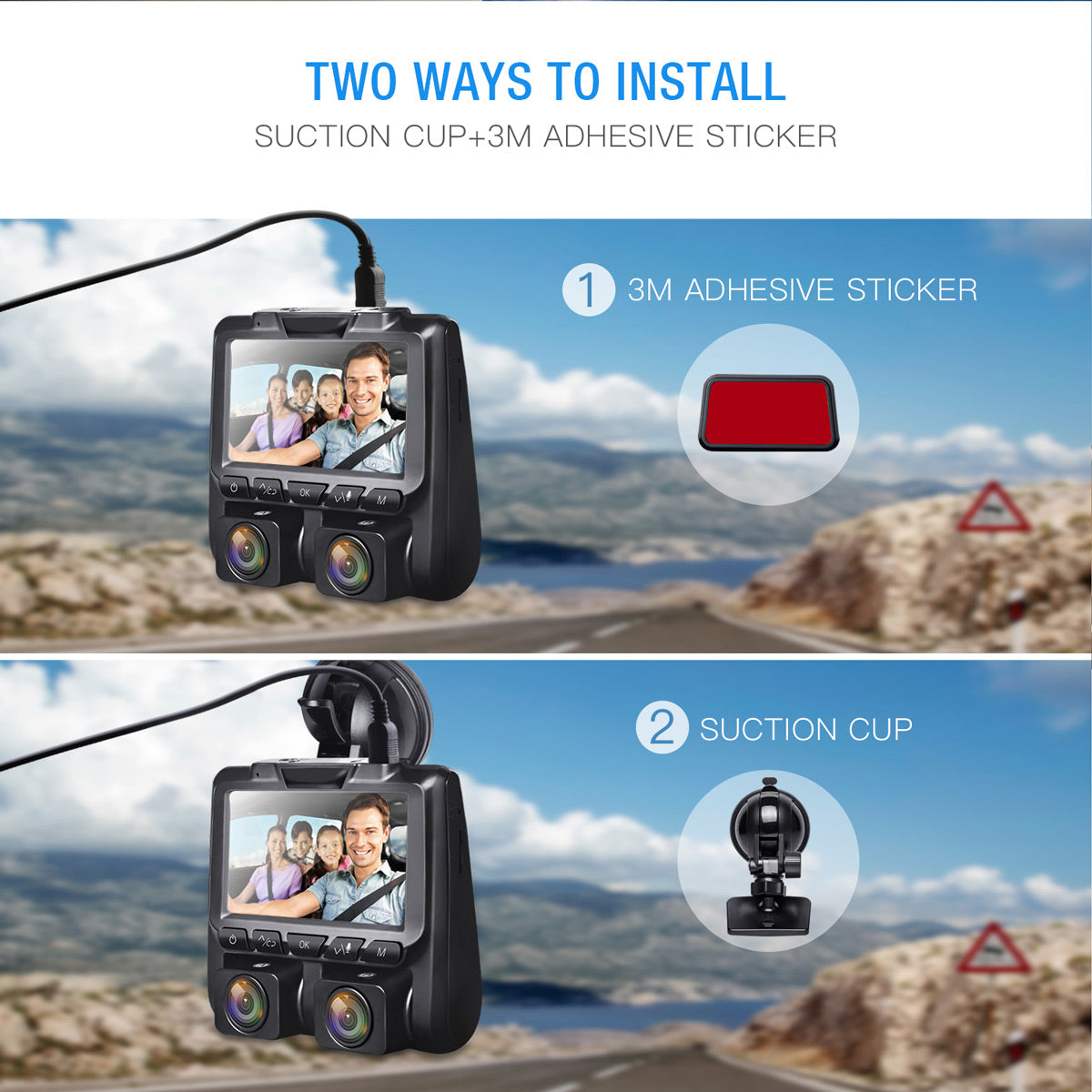 Campark CE45 1080P IR Night Vision Front and Inside Dash Camera for Taxi Drivers