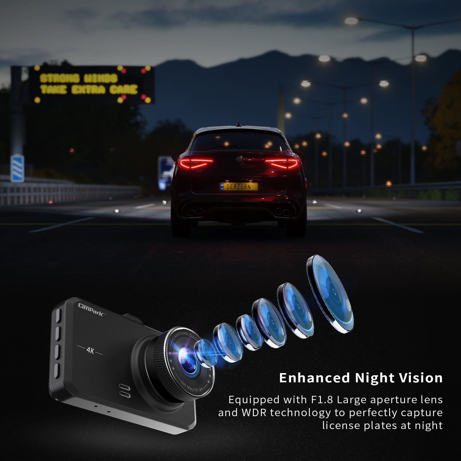 Campark DC10 Dash Cam 4K UHD DVR Driving Recorder Camera