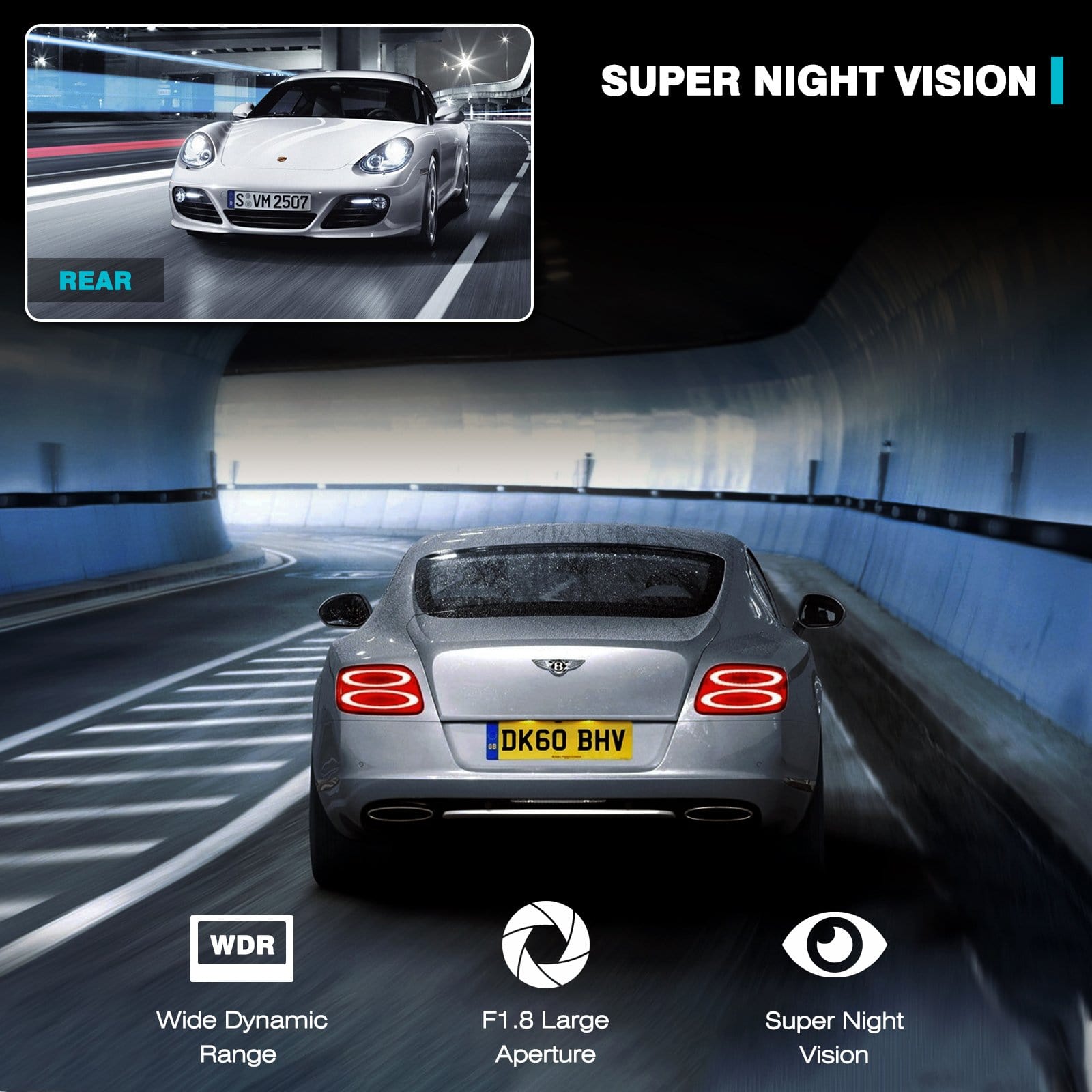 Campark DC30 Dash Cam Native 4K Front and 1080P Rear Car Camera