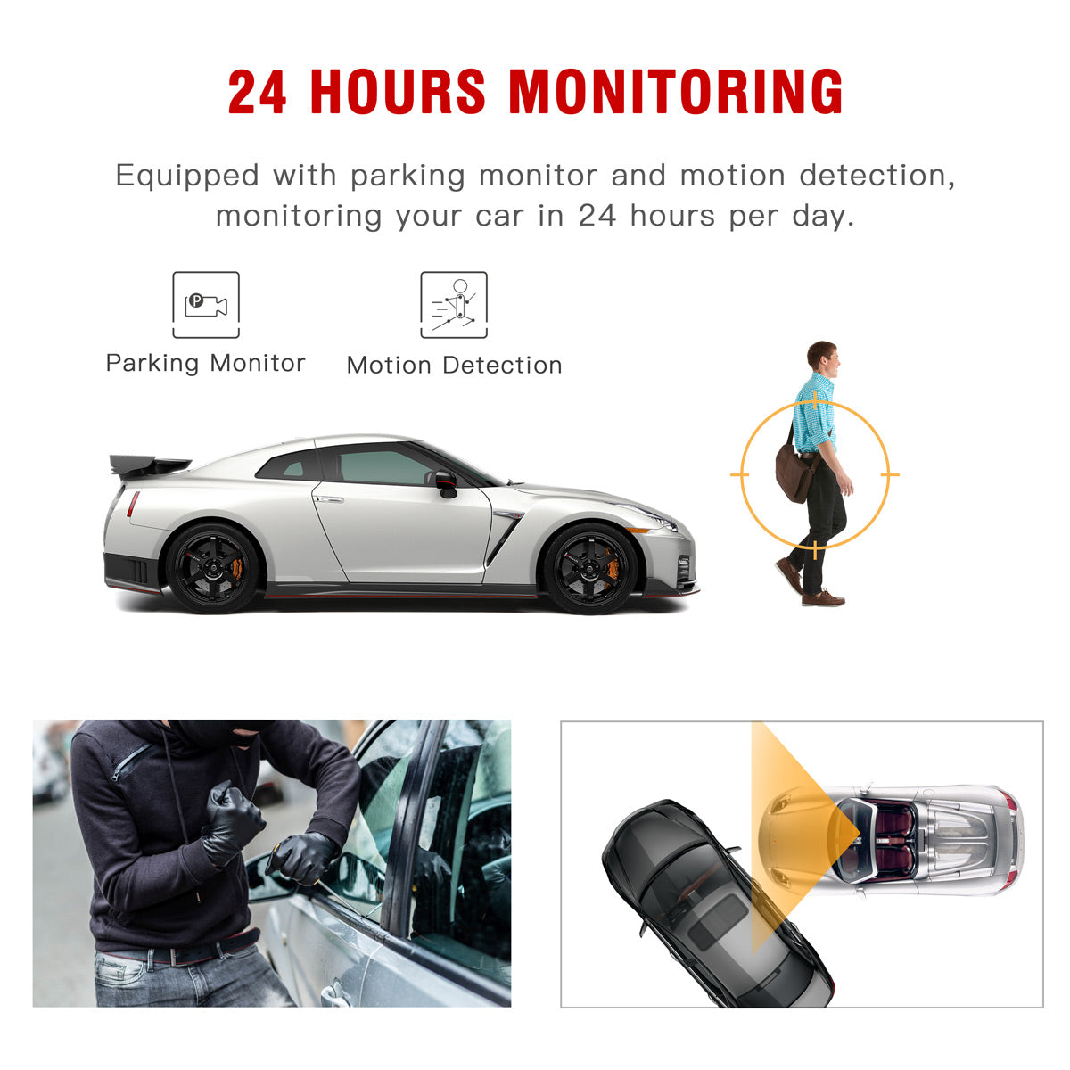 Campark CE35A 1080P Front and Rear Mirror Dash Cam with 7" Touchscreen