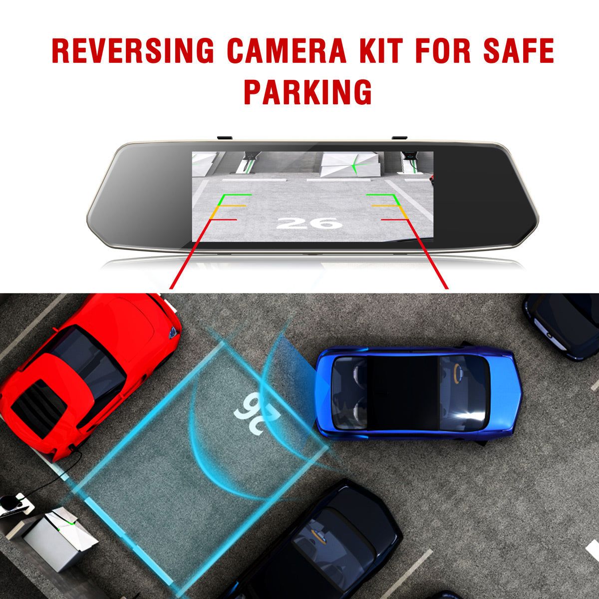 Campark CE35A 1080P Front and Rear Mirror Dash Cam with 7" Touchscreen