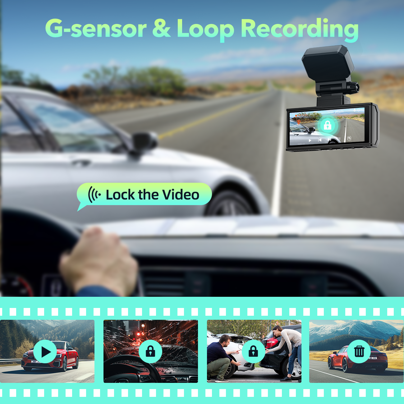 Campark DC19 4K Dual Dash Camera Front and Rear with 3.16'' Touch Screen and 128GB Card