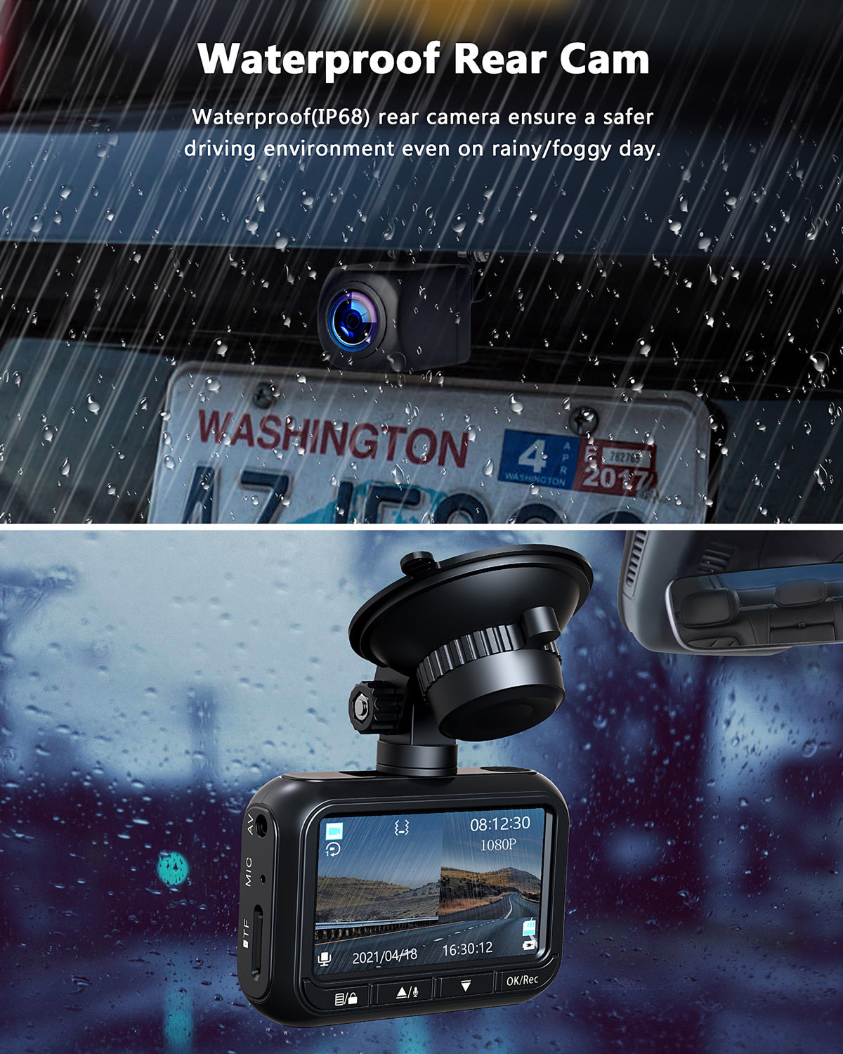 Campark CE18A/DC07 1080P Front and Rear Dual Dash Camera