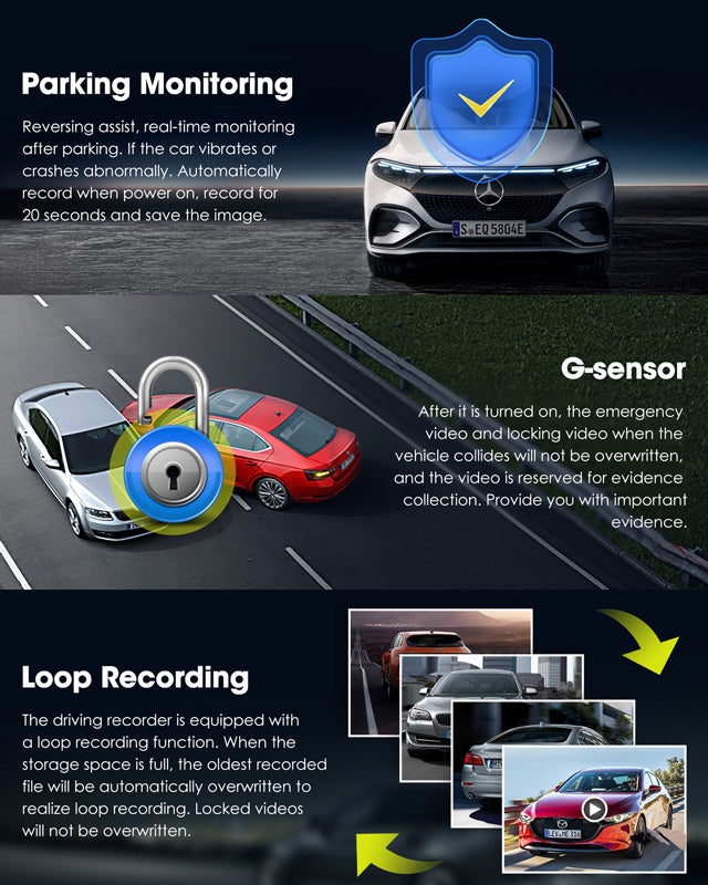 Campark DC15 4K+ 2K Front and Rear Dash Camera for Cars Built in WiFi GPS with 3.16" Touch Screen, 64GB Memory Card (USA Only)
