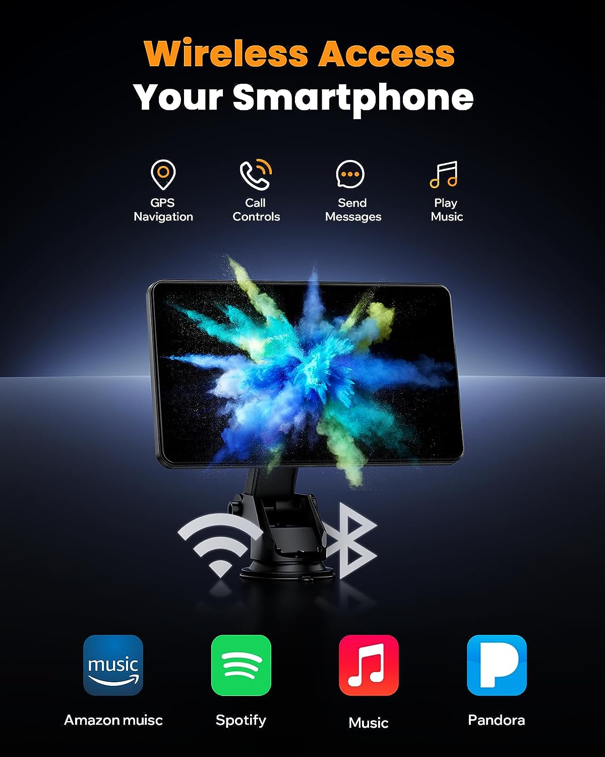 RC08 7'' Car Stereo 2.5D Wireless Apple Carplay & Android Auto with 1080P Backup Camera, Airplay and Bluetooth