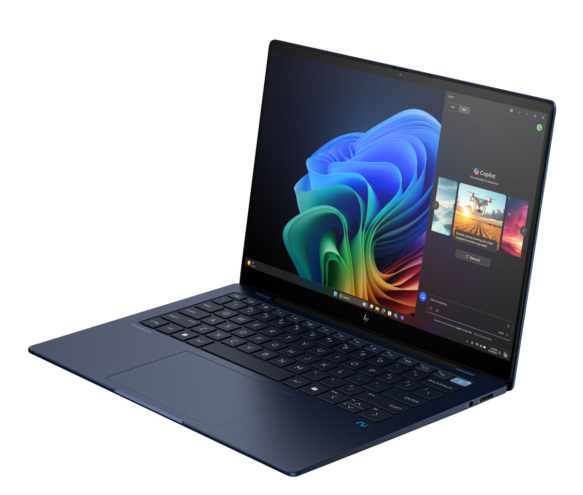 HP EliteBook Ultra G1q AI PC Snapdragon X1E-78-100 Laptop 14" Touchscreen 2.2K 32 GB LPDDR5x-SDRAM 512 GB SSD Wi-Fi 7 (802.11be) Windows 11 Pro Blue