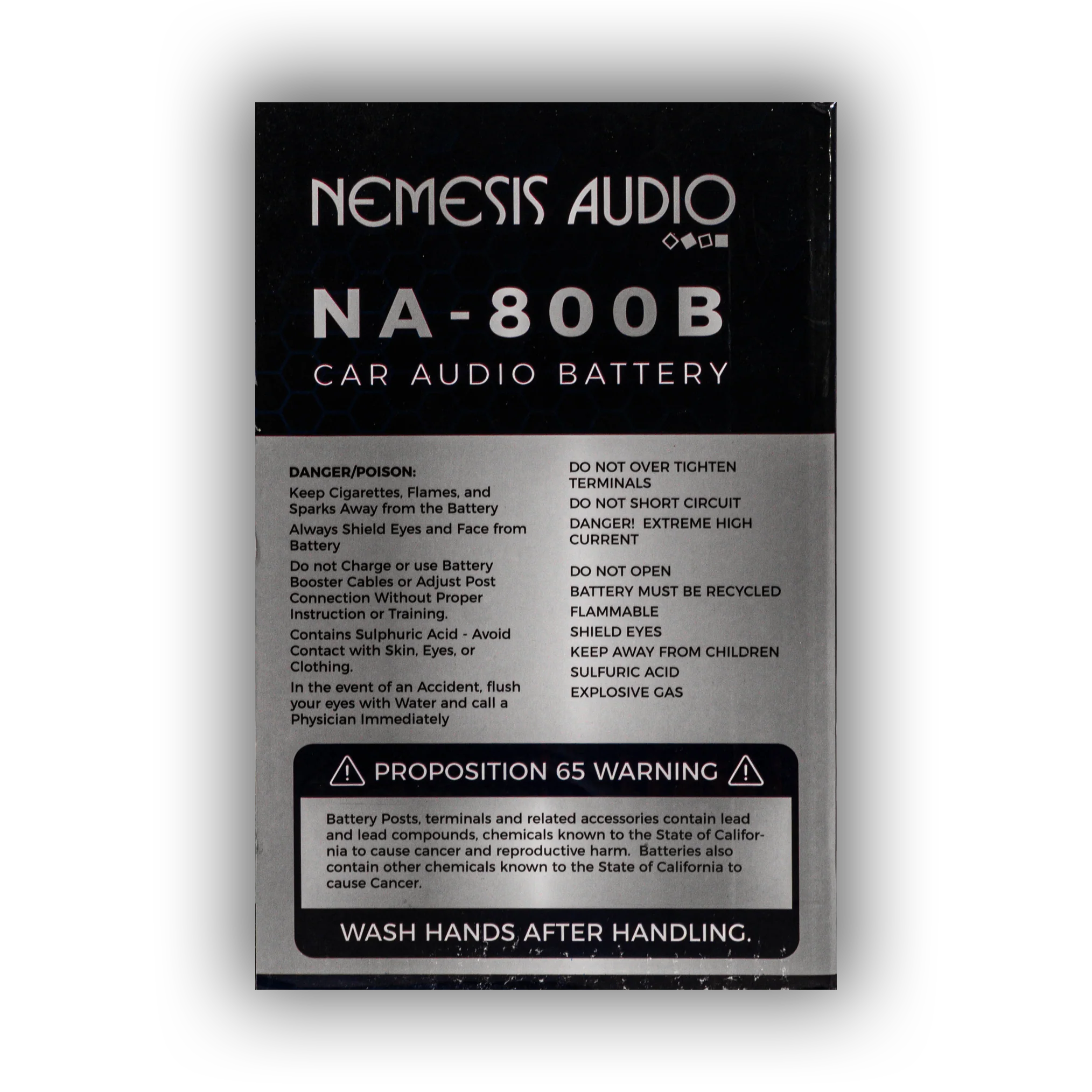 Nemesis Audio NA-800B 35AH 800W AGM Power Cell 12V Battery