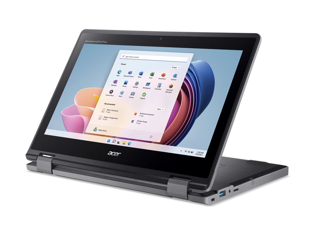 Acer TravelMate B3 Spin 11 Convertible 2-in-1 Notebook, Intel N100 Quad-Core, 4GB RAM, 128GB SSD, 11.6" HD IPS Touch, Windows 11 Pro, 10Hr Battery - NX.VZ0AA.007 (1 Year Warranty)