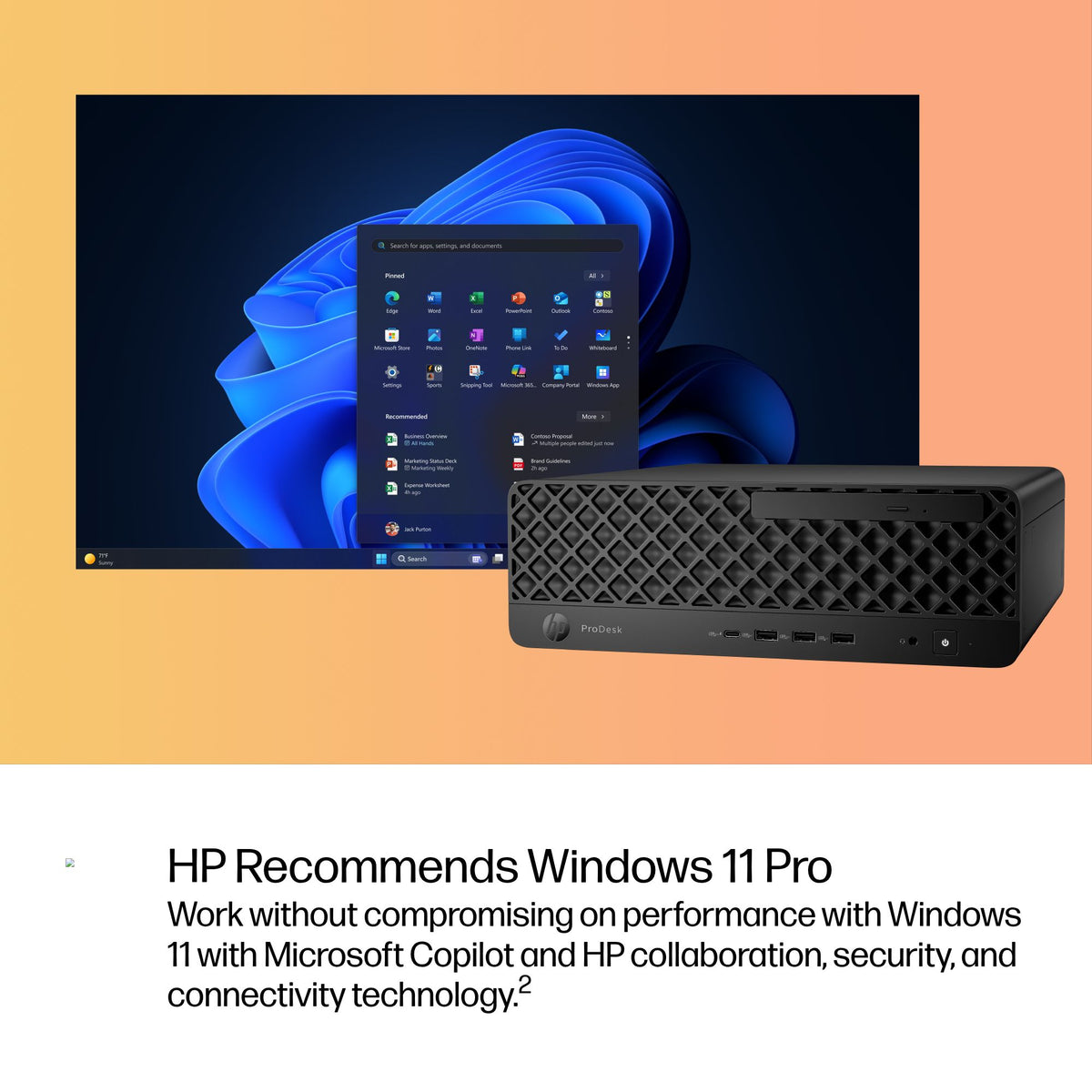 HP ProDesk 4 SFF G1i Desktop AI PC Wolf Pro Security Edition Intel Core Ultra 5 235 32 GB DDR5-SDRAM 512 GB SSD Windows 11 Pro Black