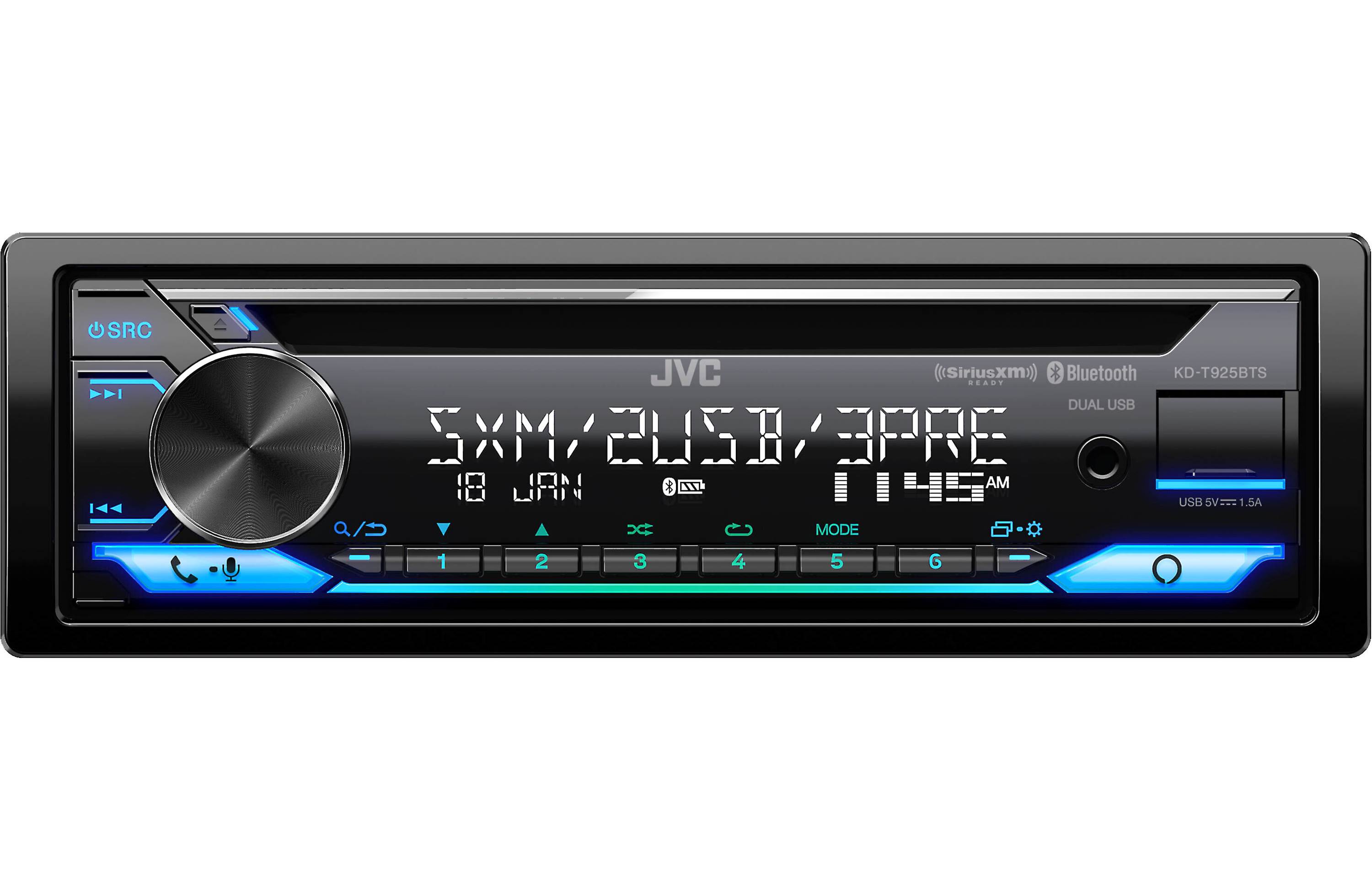 JVC KD-T925BTS Single-DIN CD Multimedia Receiver with Bluetooth and Built-in Alexa (SiriusXM Ready)