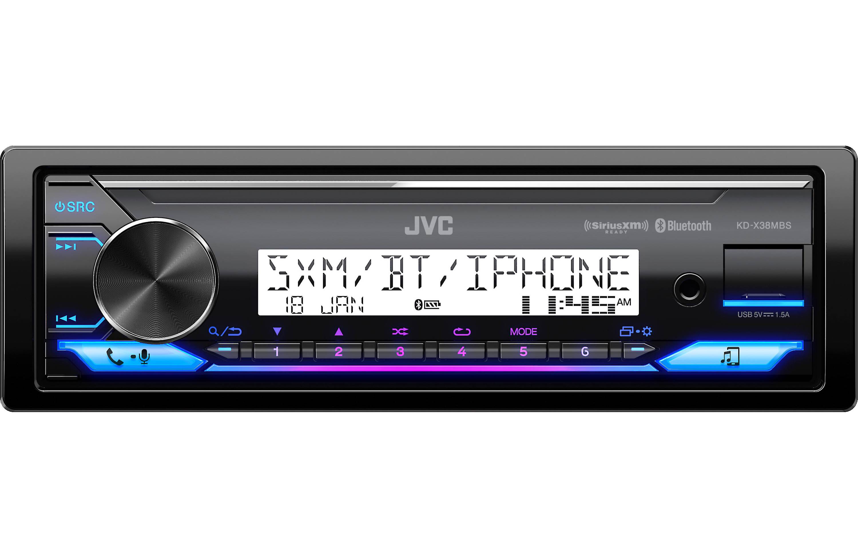 JVC KD-X38MBS Single-DIN Digital Marine Receiver With Bluetooth (SiriusXM Ready)