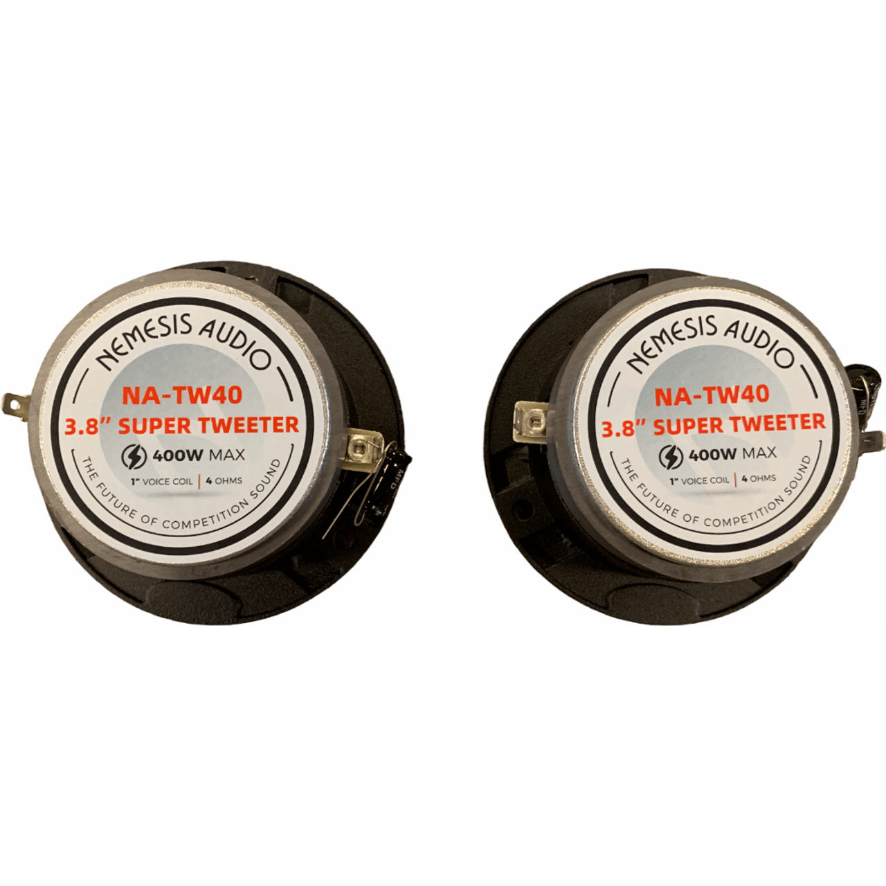Nemesis Audio NA-TW40 3.8" 200W Pro Aluminum Super Bullet Tweeters with Capacitor Crossover (Pair)